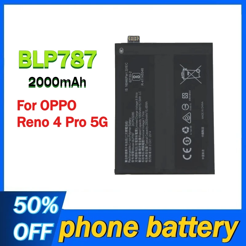 High-Quality BLP787 2000mAh Mobile Phone Battery For OPPO Reno 4 Pro 5G Replacement Batteries
High-Quality BLP787 2000mAh Mobile Phone Battery For OPPO Reno 4 Pro 5G Replacement Batteries