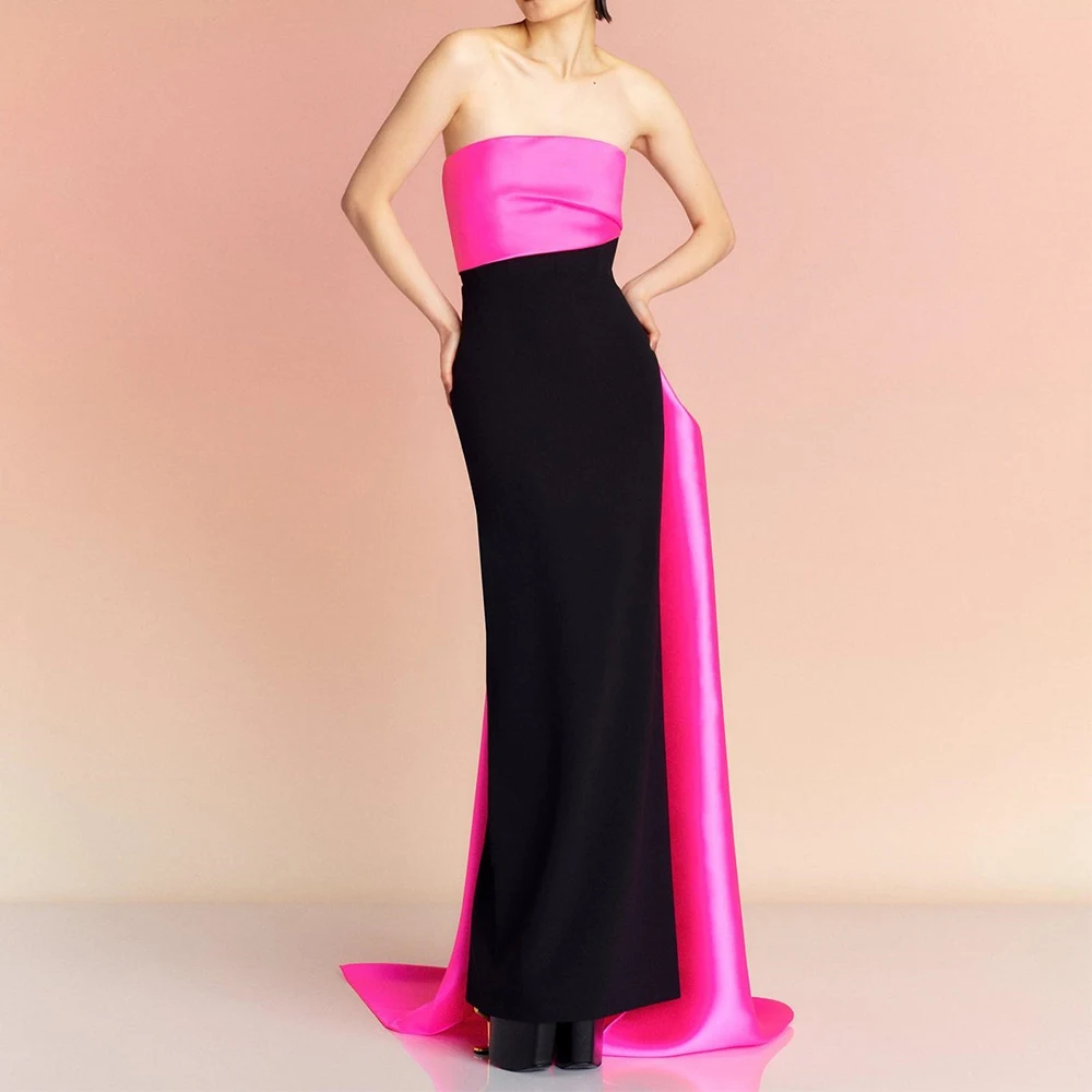 Hot Pink Black Prom Dresses for Women Strapless Draped Column Prom Gowns Maxi Backless Sleeveless Elegant Evening Party Dress
Hot Pink Black Prom Dresses for Women Strapless Draped Column Prom Gowns Maxi Backless Sleeveless Elegant Evening Party Dress