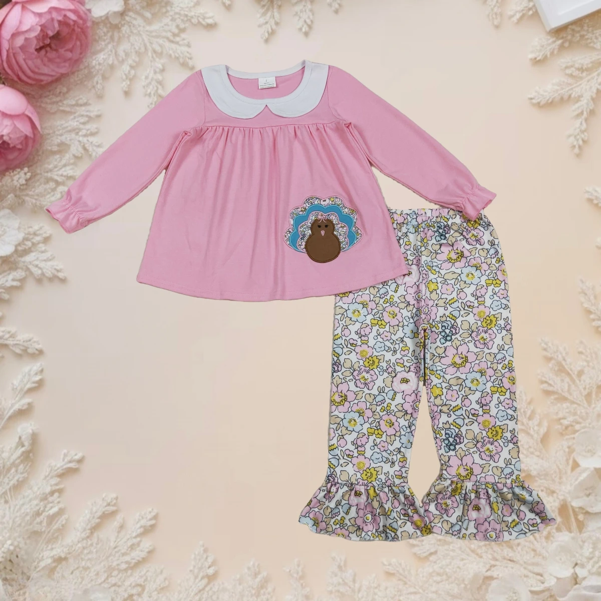 Toddler Baby Girl 2Pcs Long Sleeve Clothing Sets Thanksgiving Embroidery Turkey Doll Collar Tunic with Floral Ruffle Pants Suit 
Toddler Baby Girl 2Pcs Long Sleeve Clothing Sets Thanksgiving Embroidery Turkey Doll Collar Tunic with Floral Ruffle Pants Suit