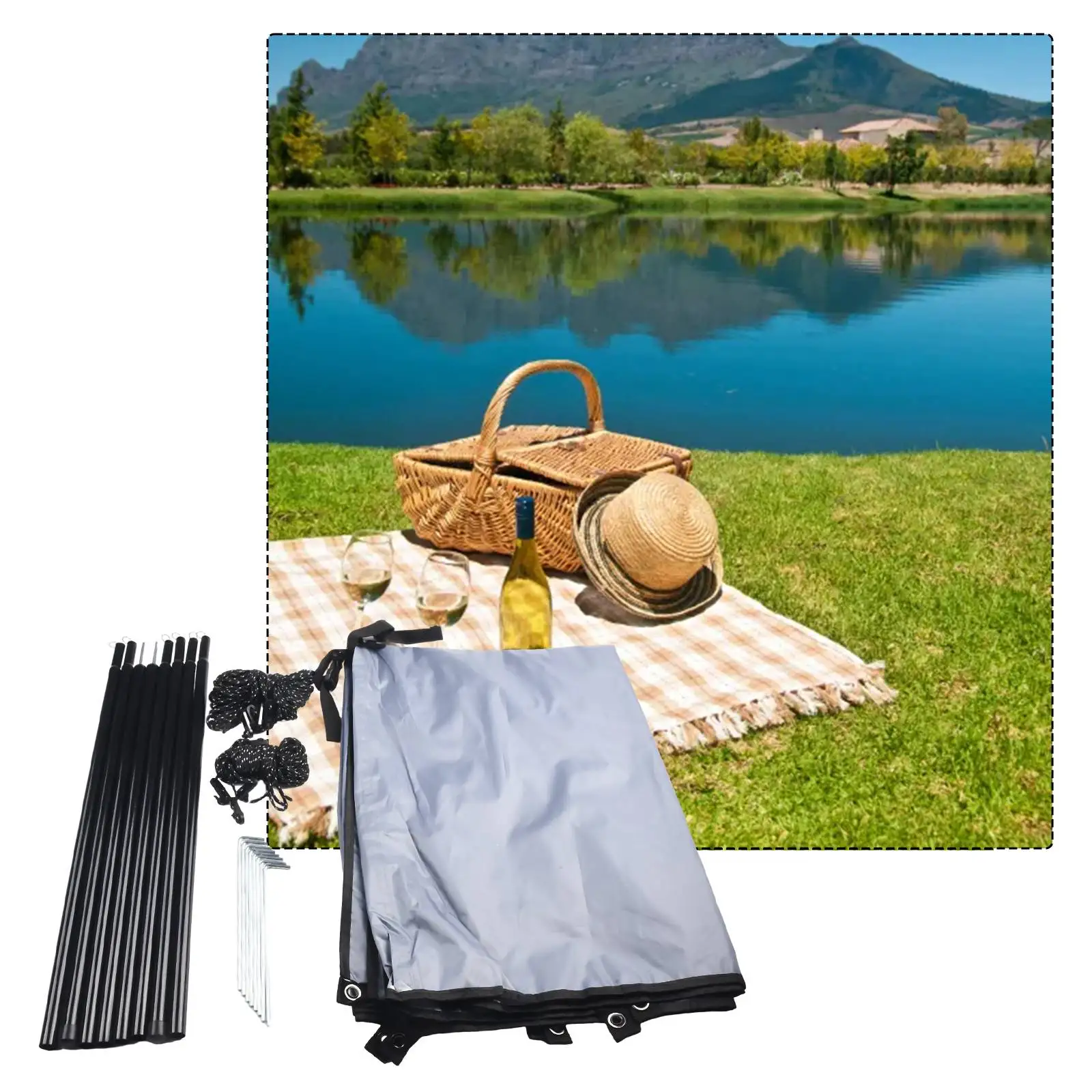 Freestanding Sunshade Awning for Motorhome Campervan Van SUV with Height Adjustable Silver Finish Poles and 210D Fabric
Freestanding Sunshade Awning for Motorhome Campervan Van SUV with Height Adjustable Silver Finish Poles and 210D Fabric