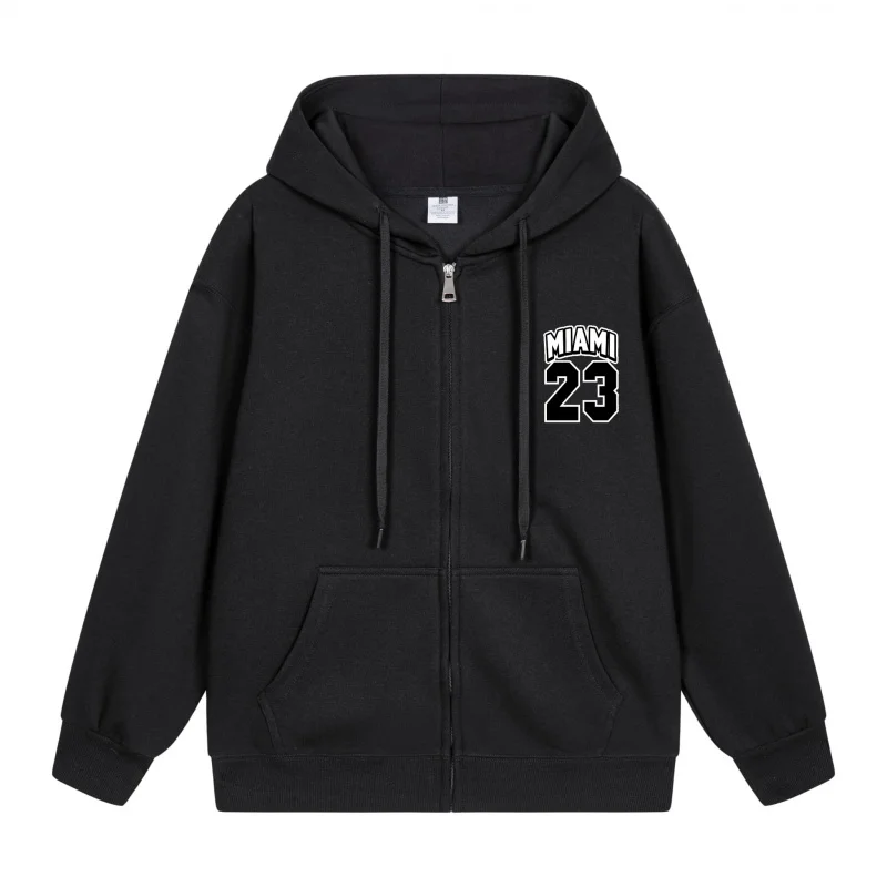Men's Zip-Up Hoodie Miami Heat Number Twenty Three 2025 New Style Casual Couples’ Style Casual and Loose 
Men's Zip-Up Hoodie Miami Heat Number Twenty Three 2025 New Style Casual Couples’ Style Casual and Loose