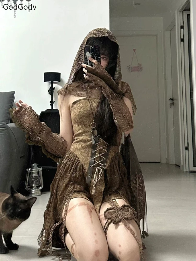 Spring Gothic Brown Vintage 3 Piece Set Women Sexy Lace Y2k Party Mini Pants Suit Female Korean Fashion Retro Designer Outfits
Spring Gothic Brown Vintage 3 Piece Set Women Sexy Lace Y2k Party Mini Pants Suit Female Korean Fashion Retro Designer Outfits