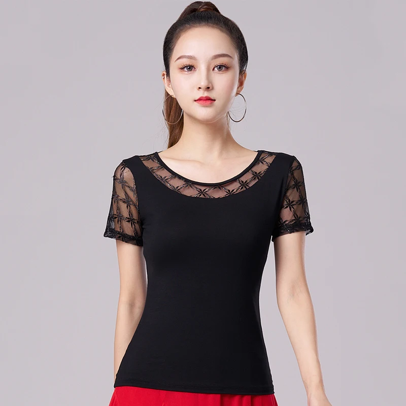 Black Short Sleeved Modern Dancing Top Women Waltz Ballroom Dance Top Latin Dance Tops Stage Competition Practice Wear DWY9347
Black Short Sleeved Modern Dancing Top Women Waltz Ballroom Dance Top Latin Dance Tops Stage Competition Practice Wear DWY9347