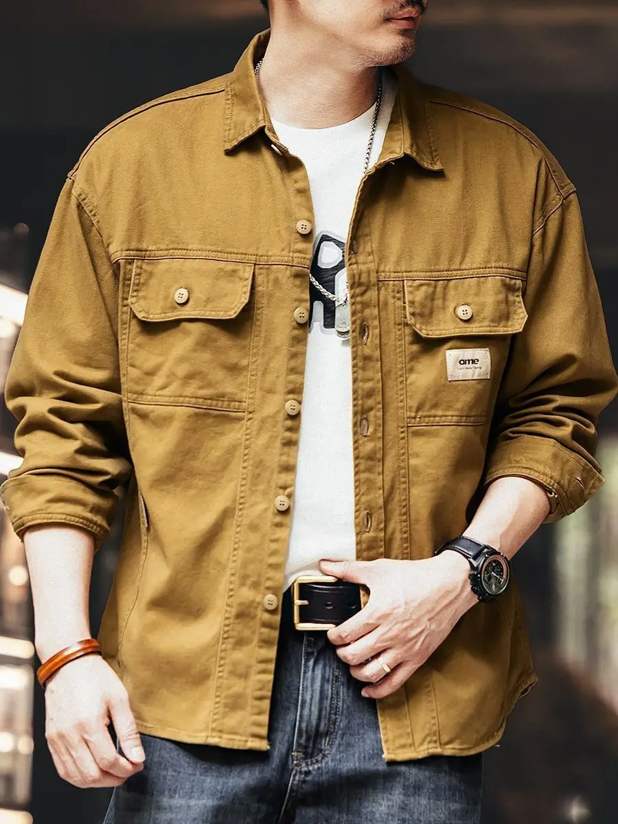 Мужская свободная рабочая куртка из плотного американского хлопкового денима, для охоты, осенняя, с длинным рукавом
Мужская свободная рабочая куртка из плотного американского хлопкового денима, для охоты, осенняя, с длинным рукавом