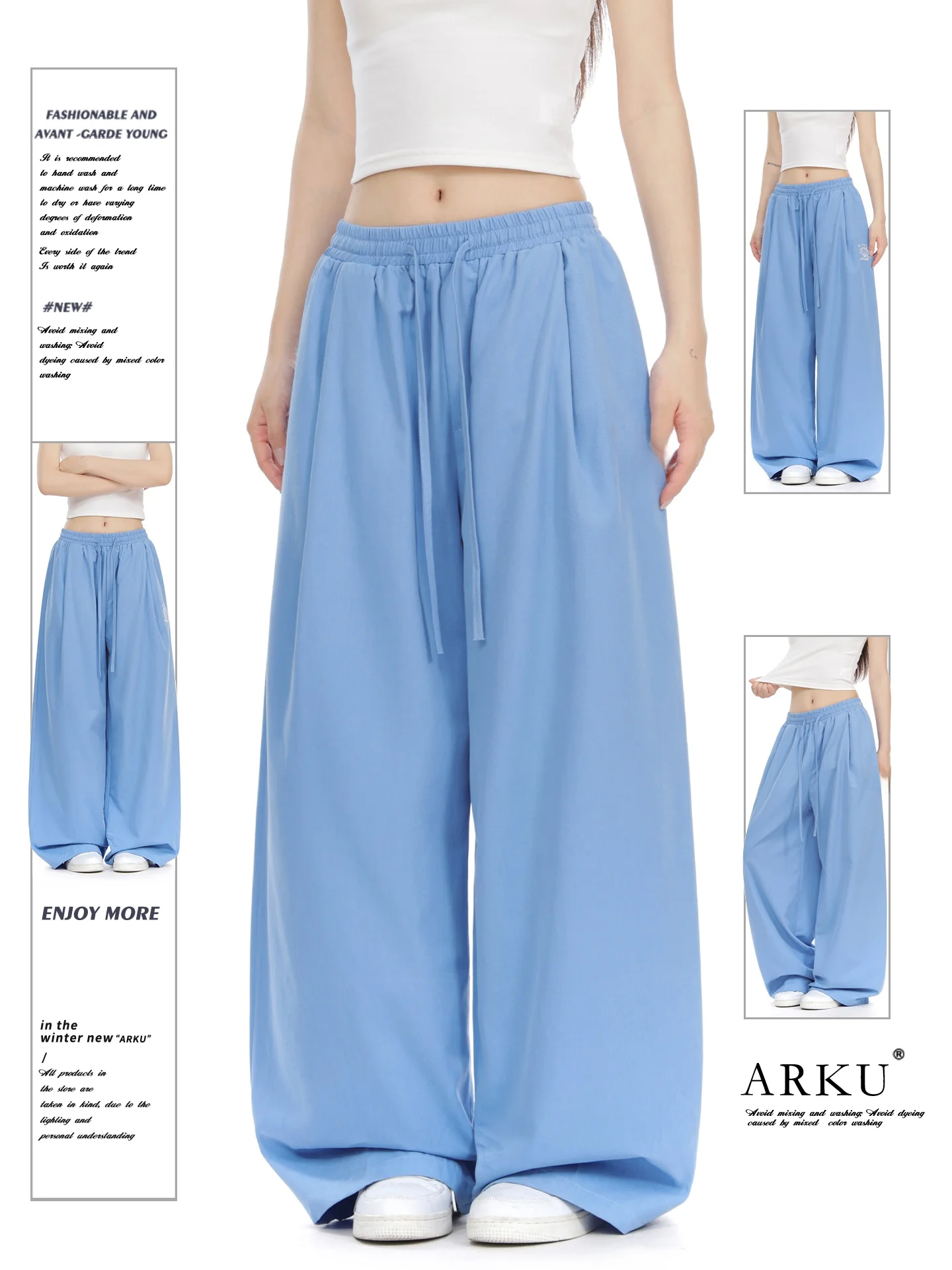 American Style Casual Wide Leg Pants Women Loose Lazy Style Loose Straight Floor-Length Trousers Comfortable Natural Waist
American Style Casual Wide Leg Pants Women Loose Lazy Style Loose Straight Floor-Length Trousers Comfortable Natural Waist