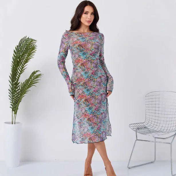 New Summer Women's Sexy Fashion Printed Long Sleeve Split Lace Net Dress
New Summer Women's Sexy Fashion Printed Long Sleeve Split Lace Net Dress