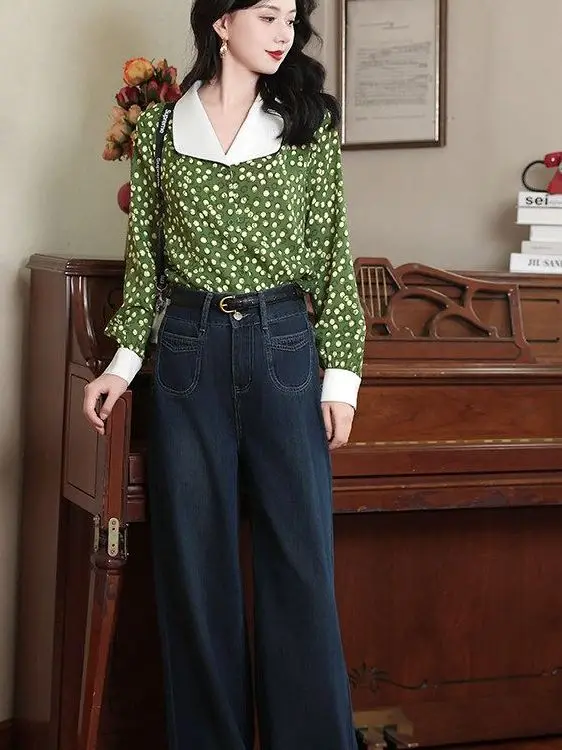 Retro Hong Kong Style Neon Long Sleeve Shirt Loose Casual Commute Polka Dot Patterned Color Block Large Collar Women's Shirt
Retro Hong Kong Style Neon Long Sleeve Shirt Loose Casual Commute Polka Dot Patterned Color Block Large Collar Women's Shirt