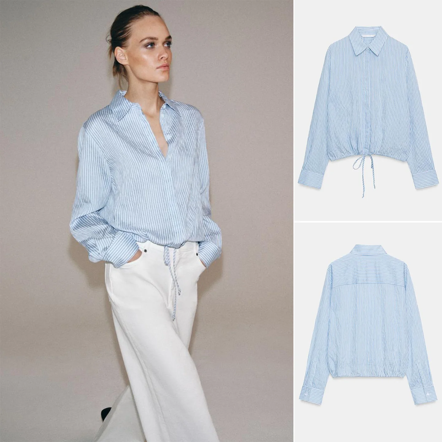 Spring Summer New Arrival Women's Minimalist Style Shirt with Knot Single Row Multi Buttons Long Sleeve Stripe Pattern
Spring Summer New Arrival Women's Minimalist Style Shirt with Knot Single Row Multi Buttons Long Sleeve Stripe Pattern