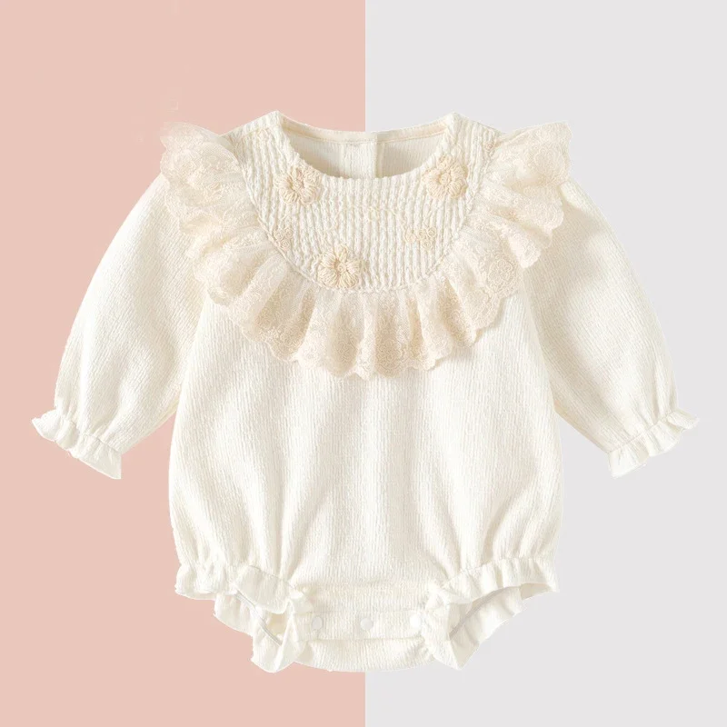 2025 New Autumn Korean Style Climbing Suit Long Sleeved Cotton Lace Splicing Toddler Baby Girls Romper 0-24M Baby Girls Clothing
2025 New Autumn Korean Style Climbing Suit Long Sleeved Cotton Lace Splicing Toddler Baby Girls Romper 0-24M Baby Girls Clothing