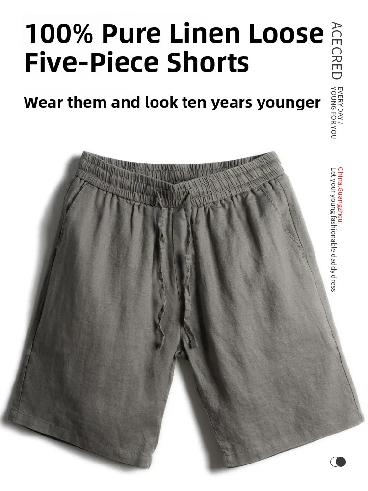 Pure Linen orts Casual Loose Thin Middle-aged Dad Five-eighths Pants Elastic Waist Summer Faion Urban Sle Straight Leg
Pure Linen orts Casual Loose Thin Middle-aged Dad Five-eighths Pants Elastic Waist Summer Faion Urban Sle Straight Leg