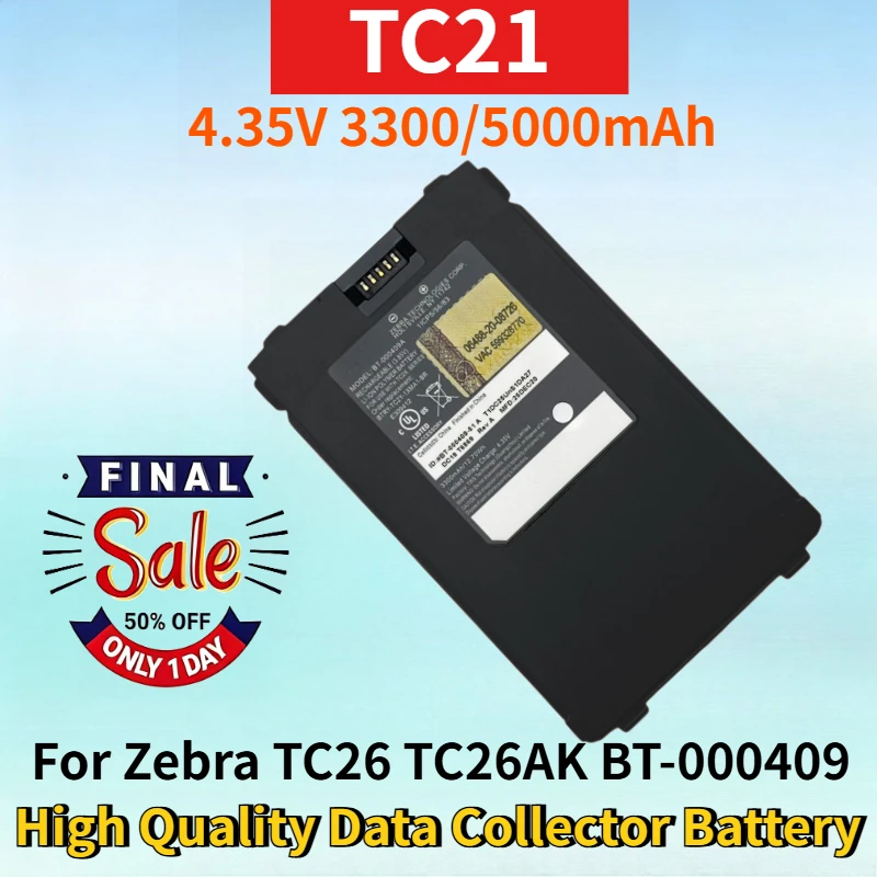 4.35V 3300/5000mAh TC21 Rechargeable Battery for Zebra TC26 TC26AK BT-000409 BT-000411-08 High Quality Data Collector Battery
4.35V 3300/5000mAh TC21 Rechargeable Battery for Zebra TC26 TC26AK BT-000409 BT-000411-08 High Quality Data Collector Battery