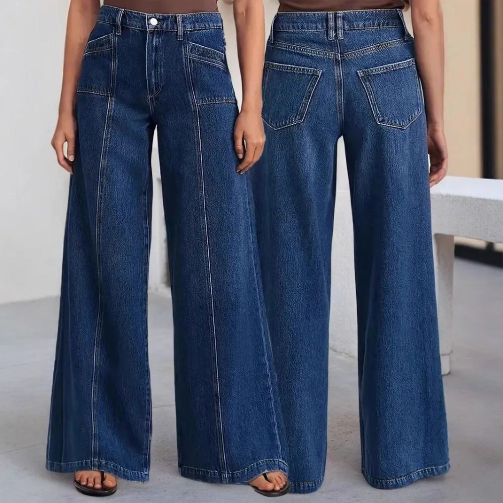 Женские прямые джинсы средней посадки, эластичные широкие джинсовые брюки, повседневные стильные весенне-осенние брюки, которые можно стирать.
Женские прямые джинсы средней посадки, эластичные широкие джинсовые брюки, повседневные стильные весенне-осенние брюки, которые можно стирать.