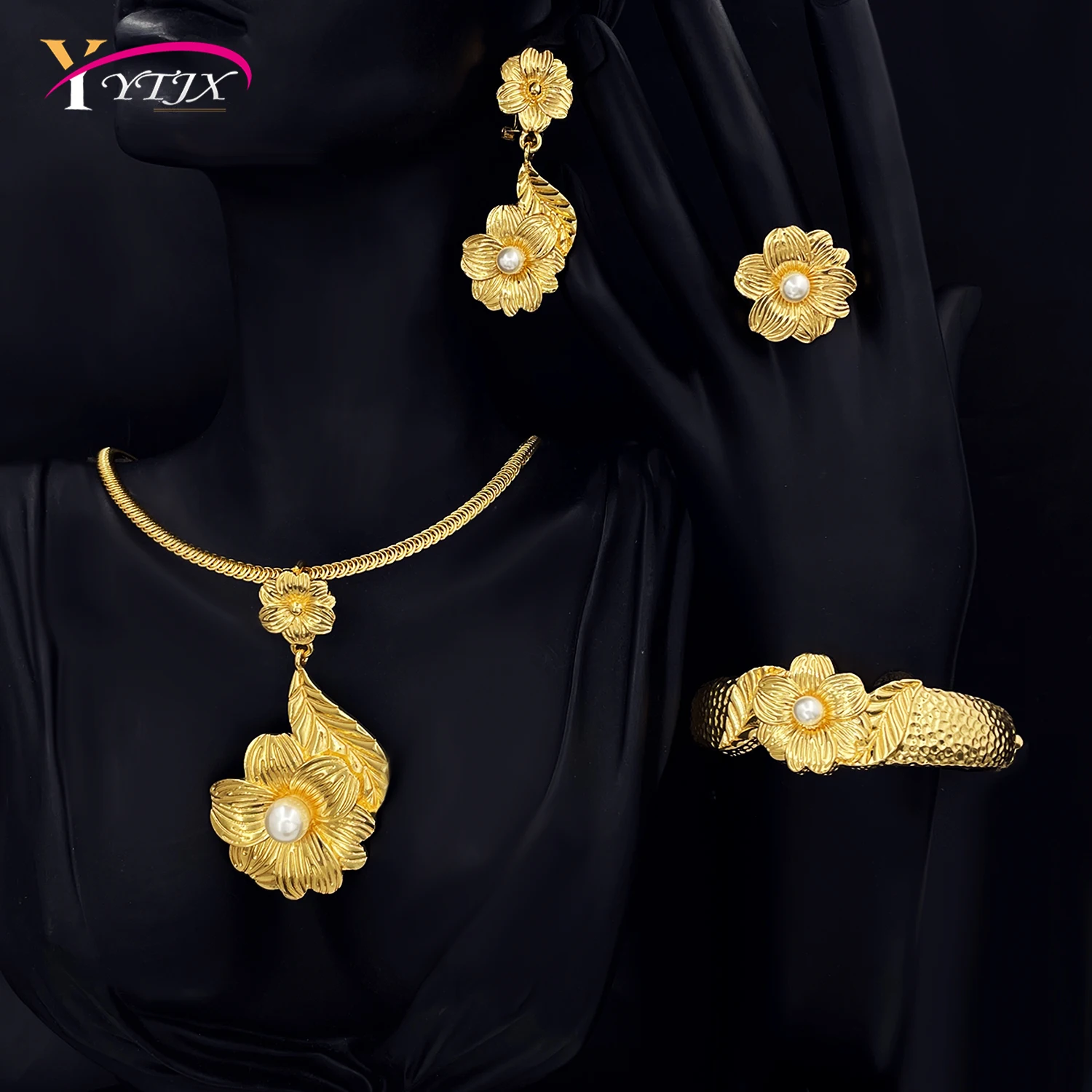 YTJX Big Jewelry Set Africal Dubai Gold Color Large Flower Pendant Necklace Bracelet Exaggerate Big Earrings Ring Wedding Gifts
YTJX Big Jewelry Set Africal Dubai Gold Color Large Flower Pendant Necklace Bracelet Exaggerate Big Earrings Ring Wedding Gifts