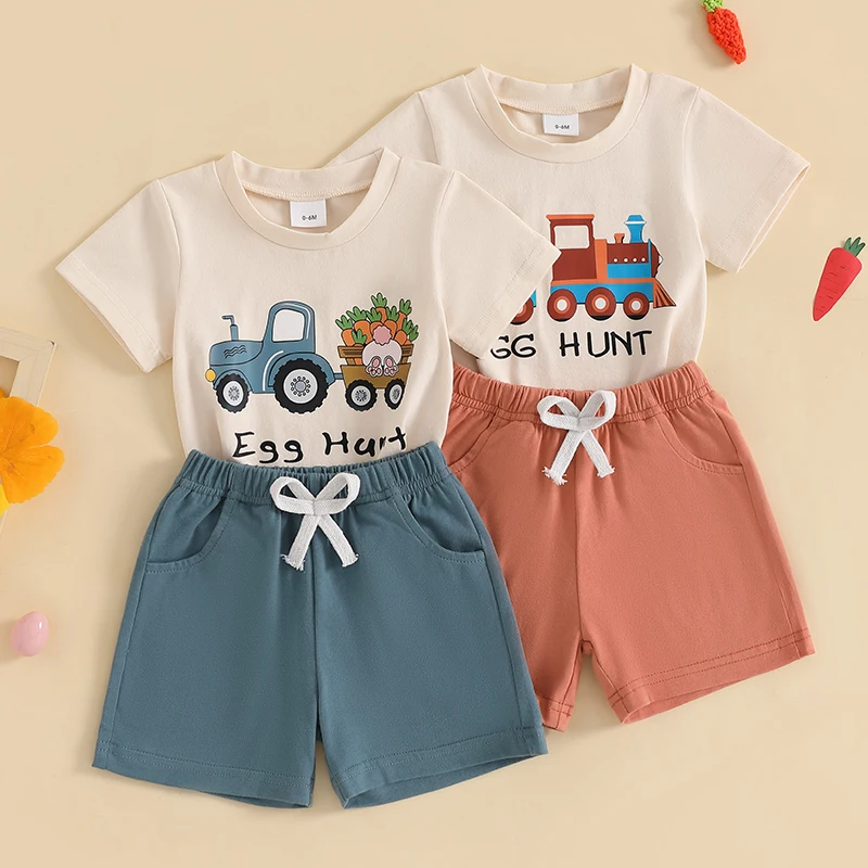 Toddler Baby Boys Easter Outfits Bunny Carrot Egg Print Crew Neck Short Sleeve T-Shirt with Shorts 2 Pcs Set for Spring Summer
Toddler Baby Boys Easter Outfits Bunny Carrot Egg Print Crew Neck Short Sleeve T-Shirt with Shorts 2 Pcs Set for Spring Summer