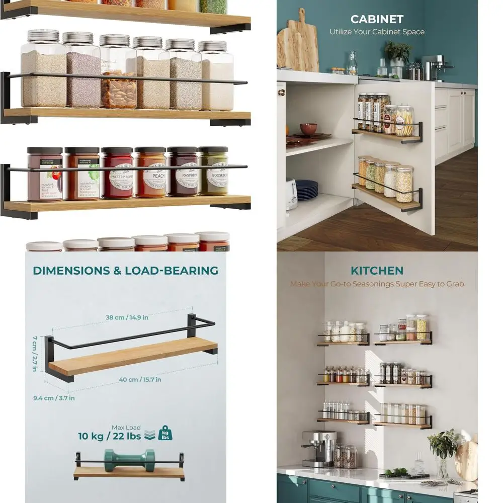 Rustic Wooden Wall Spice Rack, 4-Piece Set for Above Stove Kitchen Storage
Rustic Wooden Wall Spice Rack, 4-Piece Set for Above Stove Kitchen Storage