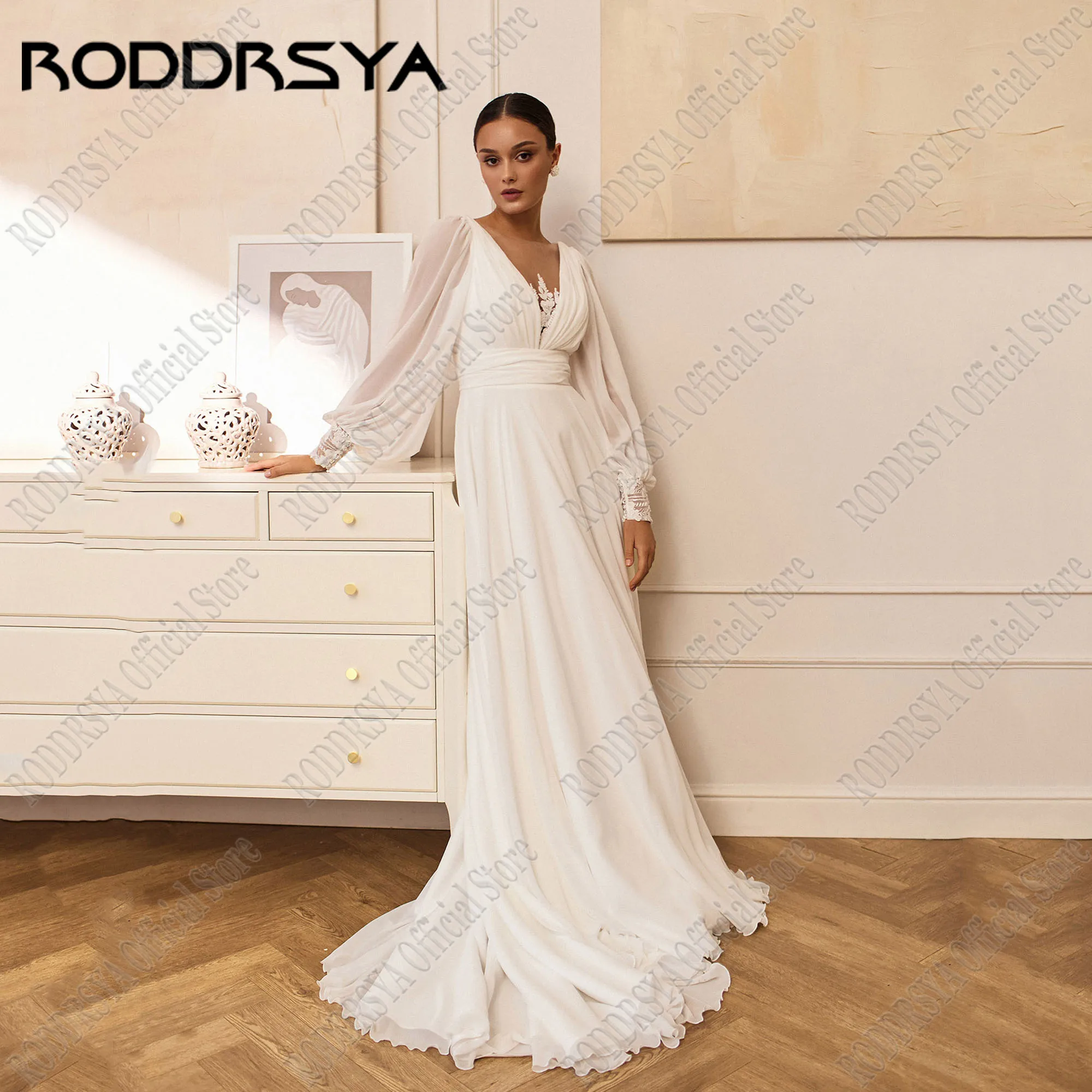 RODDRSYA Beading A-Line Wedding Dress Puff Sleeve Illusion Back Chiffon Civil Vestido De Noiva Applique Scoop Neck Customized
RODDRSYA Beading A-Line Wedding Dress Puff Sleeve Illusion Back Chiffon Civil Vestido De Noiva Applique Scoop Neck Customized