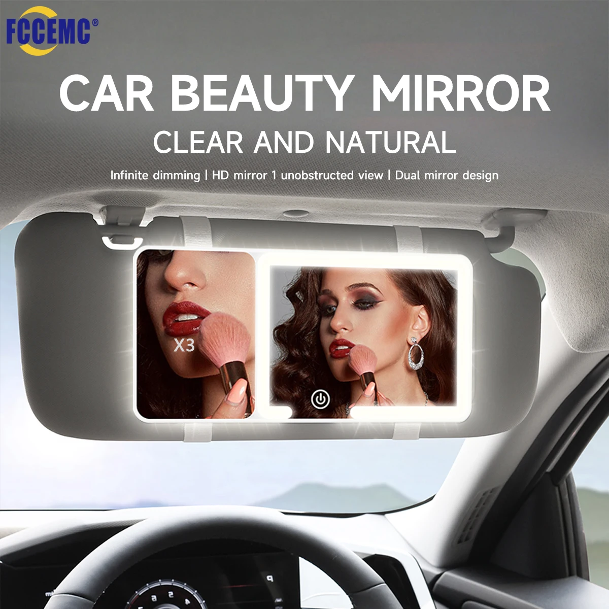 Car Sun Visor Makeup Mirror LED Touch Screen Adjustable Brightness Auto Interior Makeup HD Mirror with Magnifying Glass
Car Sun Visor Makeup Mirror LED Touch Screen Adjustable Brightness Auto Interior Makeup HD Mirror with Magnifying Glass