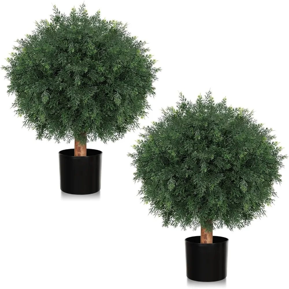 Outdoor 24 Inch Artificial Cedar Ball Pruning, Set of 2 Fake Pine and Cypress Trees, UV Resistant Fake Evergreen Shrubs 
Outdoor 24 Inch Artificial Cedar Ball Pruning, Set of 2 Fake Pine and Cypress Trees, UV Resistant Fake Evergreen Shrubs