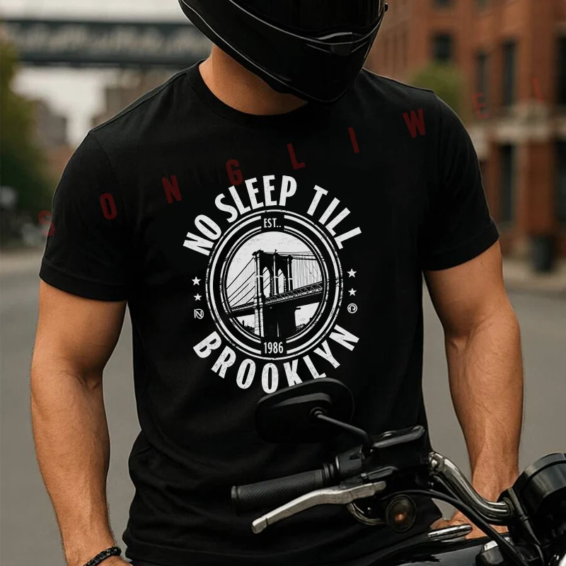 Summer Motorcycle Casual Sports Loose Cotton T-shirt No Sleep Till Brooklyn Print Motorcycle Men's O-neck Short-sleeved Top Tees
Summer Motorcycle Casual Sports Loose Cotton T-shirt No Sleep Till Brooklyn Print Motorcycle Men's O-neck Short-sleeved Top Tees
