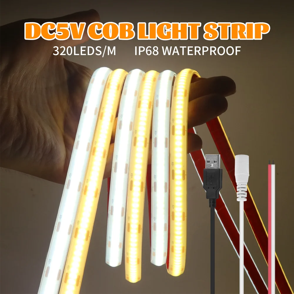 DC5V COB Светодиодная лента IP68 Водонепроницаемая 320 светодиодов/м Гибкая уличная лампа 3000K 4000K 6000K RA90 Линейная лента высокой плотности Диод
DC5V COB Светодиодная лента IP68 Водонепроницаемая 320 светодиодов/м Гибкая уличная лампа 3000K 4000K 6000K RA90 Линейная лента высокой плотности Диод