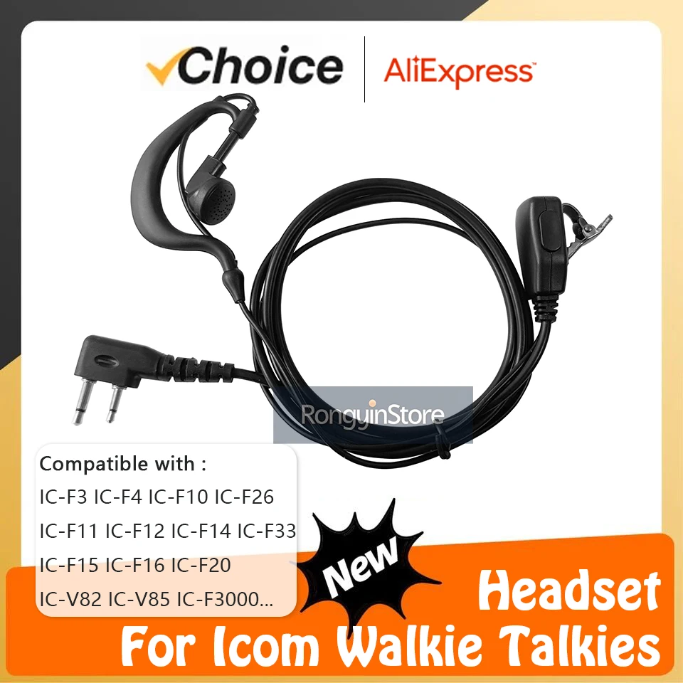 Наушники Walkie Talkie с микрофоном PTT IC-V82, гарнитура IC-F3001, наушник для ICOM, совместимый с IC-F3 IC-V85 IC-F3000, 2-стороннее радио 
Наушники Walkie Talkie с микрофоном PTT IC-V82, гарнитура IC-F3001, наушник для ICOM, совместимый с IC-F3 IC-V85 IC-F3000, 2-стороннее радио