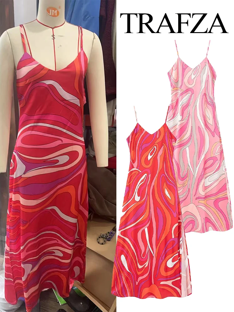 TRAFZA Women Fashion Sexy Backless V-neck Geometric Graphic Printed Sling Dress Female Elegant Side Slit Casual Slim Long Dress
TRAFZA Women Fashion Sexy Backless V-neck Geometric Graphic Printed Sling Dress Female Elegant Side Slit Casual Slim Long Dress