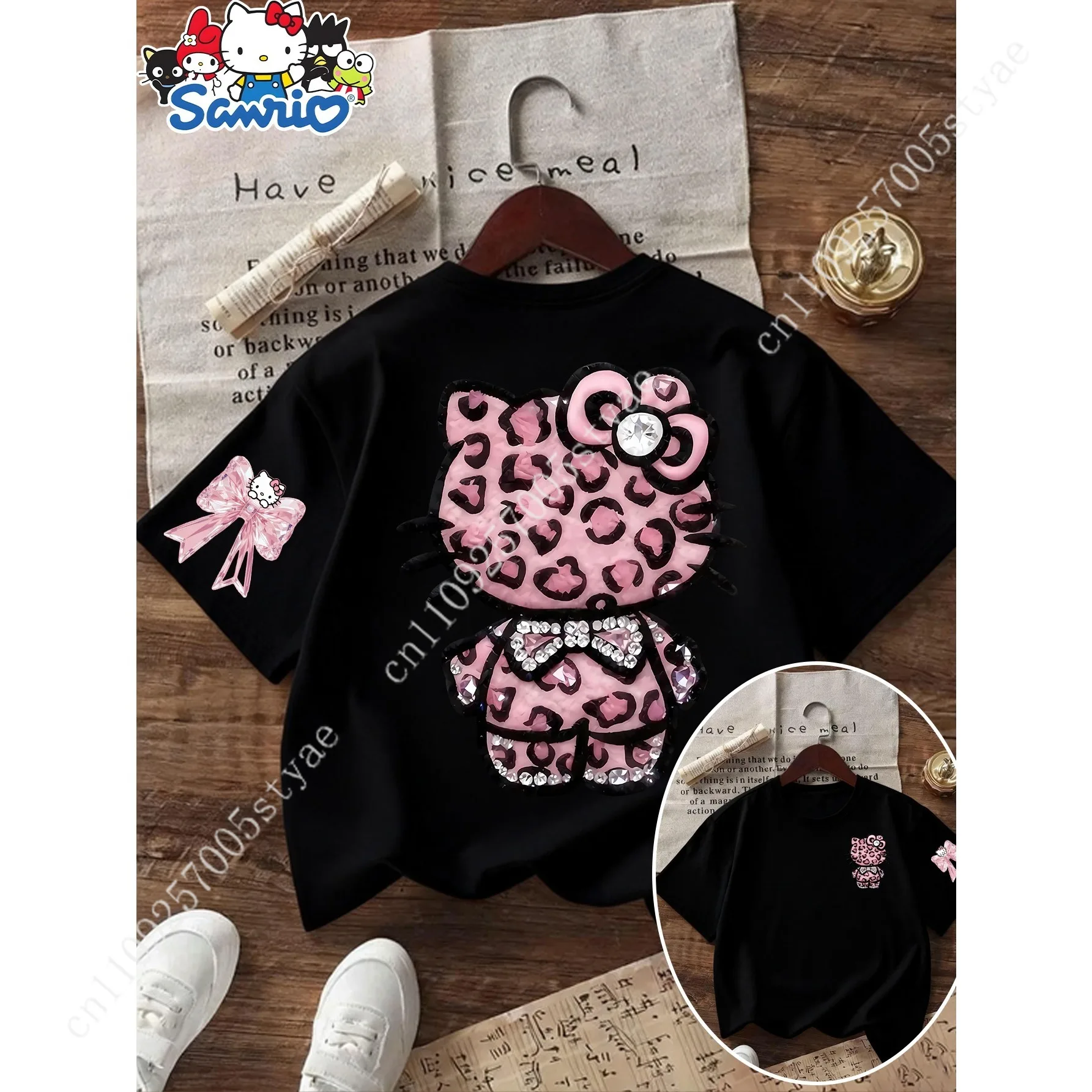 Cotton Summer Sanrio Hello Kitty Girls' Short-Sleeve T-Shirt Leopard Heart Pattern Printed Pure Cotton Children's Round Neck Tee
Cotton Summer Sanrio Hello Kitty Girls' Short-Sleeve T-Shirt Leopard Heart Pattern Printed Pure Cotton Children's Round Neck Tee