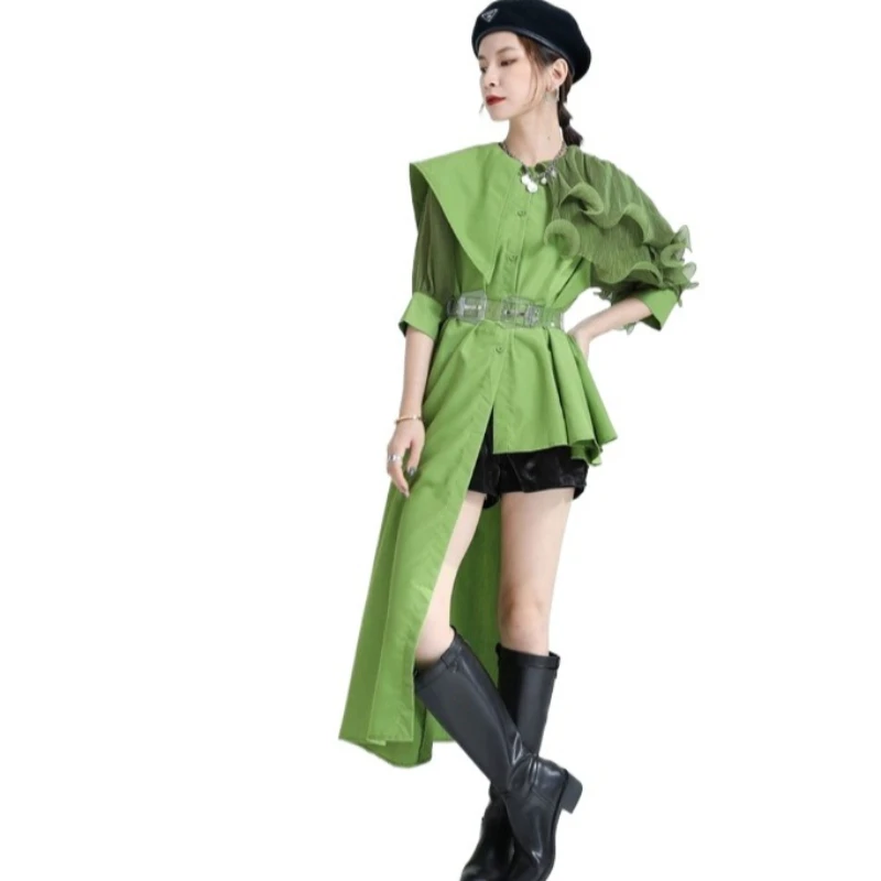 Shirt Women's Summer Designer Irregular Versatile Splicing Chiffon Pleated Bubble Sleeves Medium and Long Shirt Simple Commute
Shirt Women's Summer Designer Irregular Versatile Splicing Chiffon Pleated Bubble Sleeves Medium and Long Shirt Simple Commute