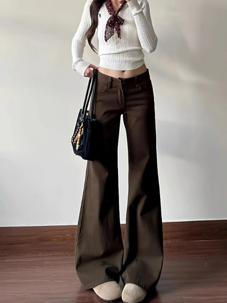 Brown Fleece Lined Micro Flared Jeans Women's Low Waist Loose Straight Leg Bell Bottoms Casual Comfortable Slimming Denim
Brown Fleece Lined Micro Flared Jeans Women's Low Waist Loose Straight Leg Bell Bottoms Casual Comfortable Slimming Denim