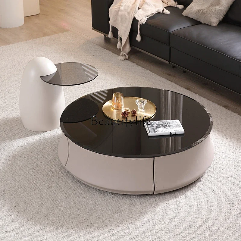Italian Minimalist Coffee Table Small Apartment Retro Tempered Glass Home Living Room Size round Combination
Italian Minimalist Coffee Table Small Apartment Retro Tempered Glass Home Living Room Size round Combination