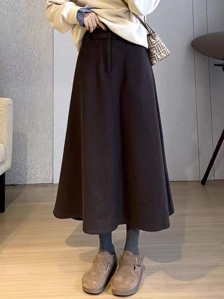Winter Fuax Woolen Coat for Women Y2K High Waist Loose Warm Casual Midi Skirts Korean Elegant Office Lady Blended A Line Skirts
Winter Fuax Woolen Coat for Women Y2K High Waist Loose Warm Casual Midi Skirts Korean Elegant Office Lady Blended A Line Skirts
