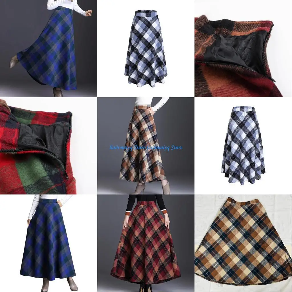 573B женская решетчатая юбка, теплая эластичная талия, шерстяные плиссированные зимние длинные юбки в клетку тартан
573B женская решетчатая юбка, теплая эластичная талия, шерстяные плиссированные зимние длинные юбки в клетку тартан