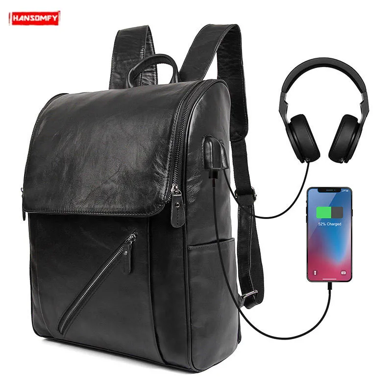 New Men Computer Bag School Student Bags Leather Backpack Outdoor Fashion Casual Travel Backpacks Male USB Charging Soft Black
New Men Computer Bag School Student Bags Leather Backpack Outdoor Fashion Casual Travel Backpacks Male USB Charging Soft Black