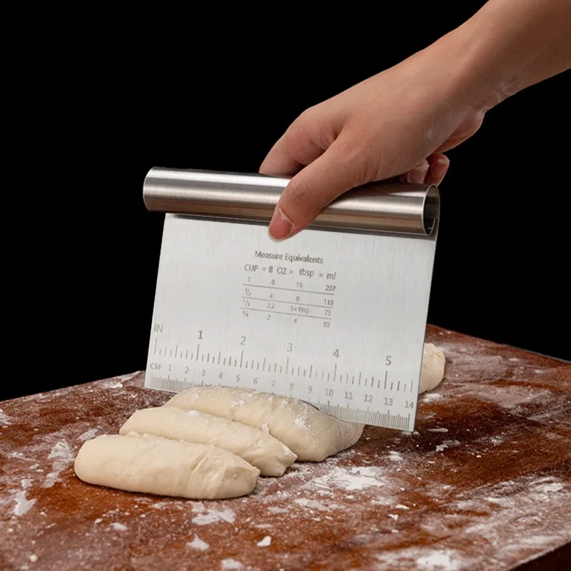 Stainless steel scraper with graduated cutting knife, baking flour cutting and other multi-functional scraper slicing tool,
Stainless steel scraper with graduated cutting knife, baking flour cutting and other multi-functional scraper slicing tool,