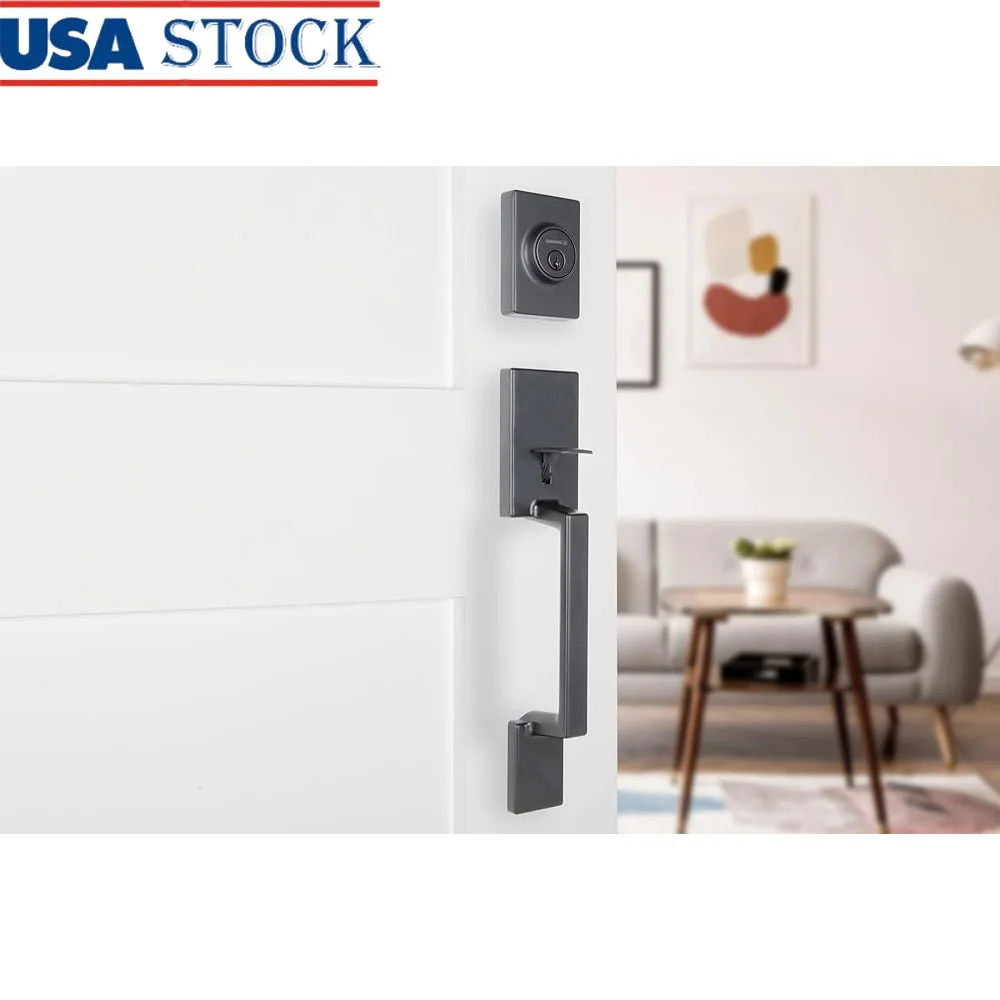 Contemporary Keyed Entry Door Lock Set with Flat Lever Deadbolt High-Security Installation Anti-Pry Shield Easy Install
Contemporary Keyed Entry Door Lock Set with Flat Lever Deadbolt High-Security Installation Anti-Pry Shield Easy Install