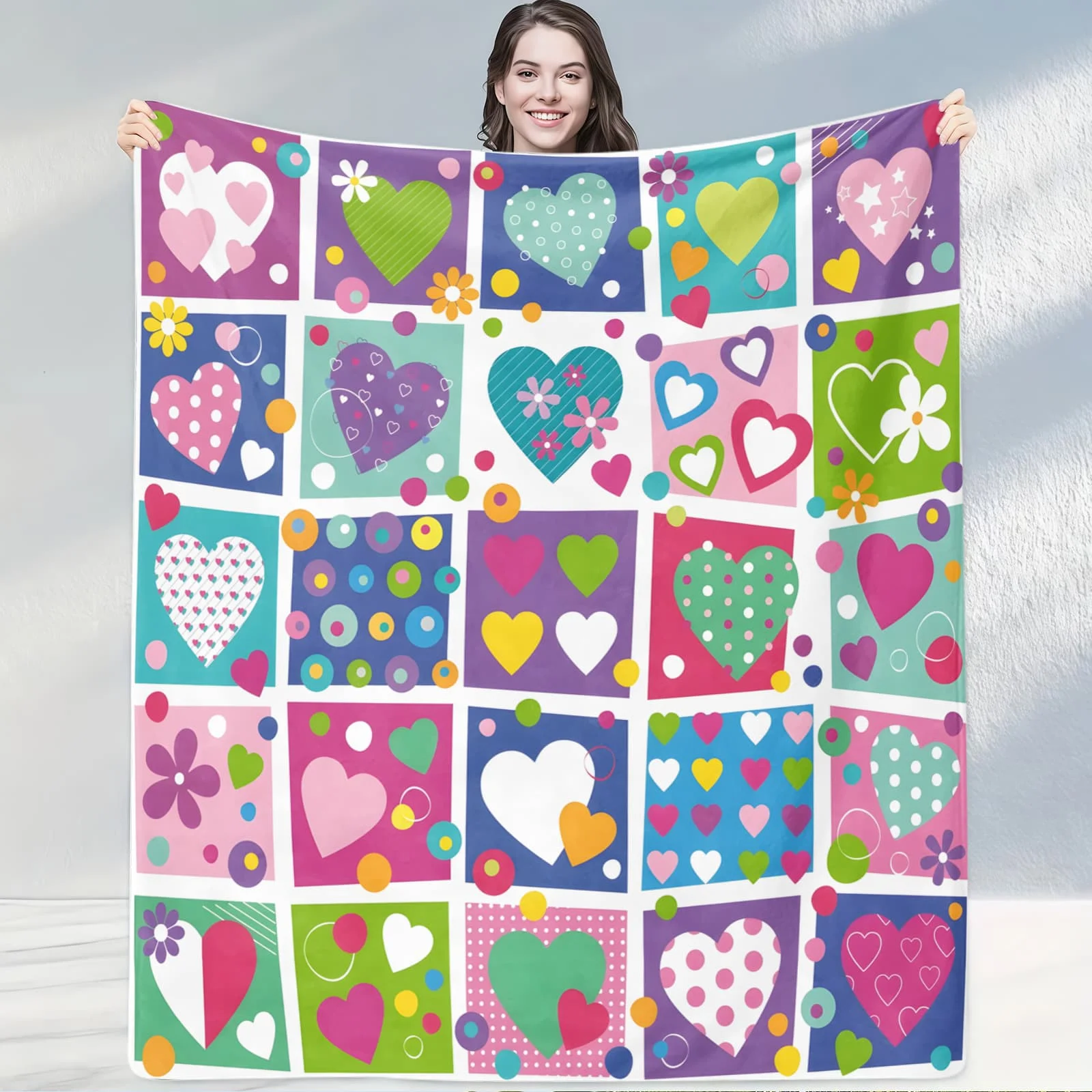 Плед с узором «Сердца и Цветы»: Красочный, уютный плед для гостиных и спален, идеально подходит для игривого домашнего декора и жилых помещений
Плед с узором «Сердца и Цветы»: Красочный, уютный плед для гостиных и спален, идеально подходит для игривого домашнего декора и жилых помещений