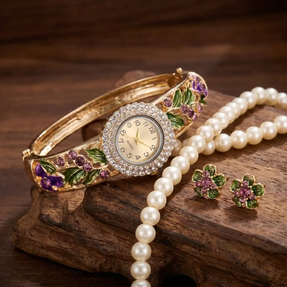 Rich In Flowers Vintage Watch Rhinestone Bracelet Round Dial Quartz Watch Versatile Design Crystal Jewelry Bracelet Watch
Rich In Flowers Vintage Watch Rhinestone Bracelet Round Dial Quartz Watch Versatile Design Crystal Jewelry Bracelet Watch