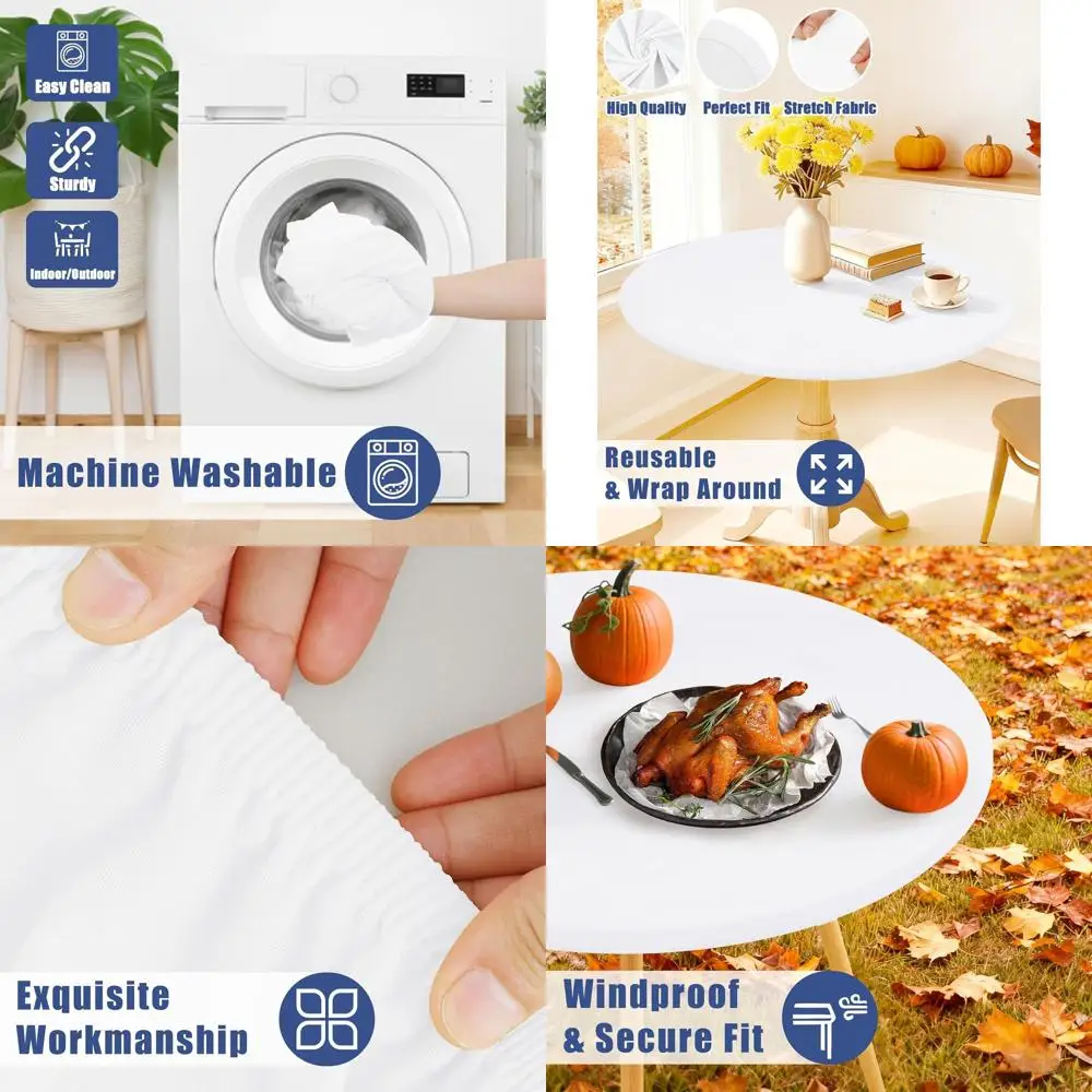 Набор из 6 эластичных водонепроницаемых скатертей для столов диаметром 36-44 дюйма, моющиеся чехлы для пикников, кемпинга, использования в помещении и на улице, белые
Набор из 6 эластичных водонепроницаемых скатертей для столов диаметром 36-44 дюйма, моющиеся чехлы для пикников, кемпинга, использования в помещении и на улице, белые