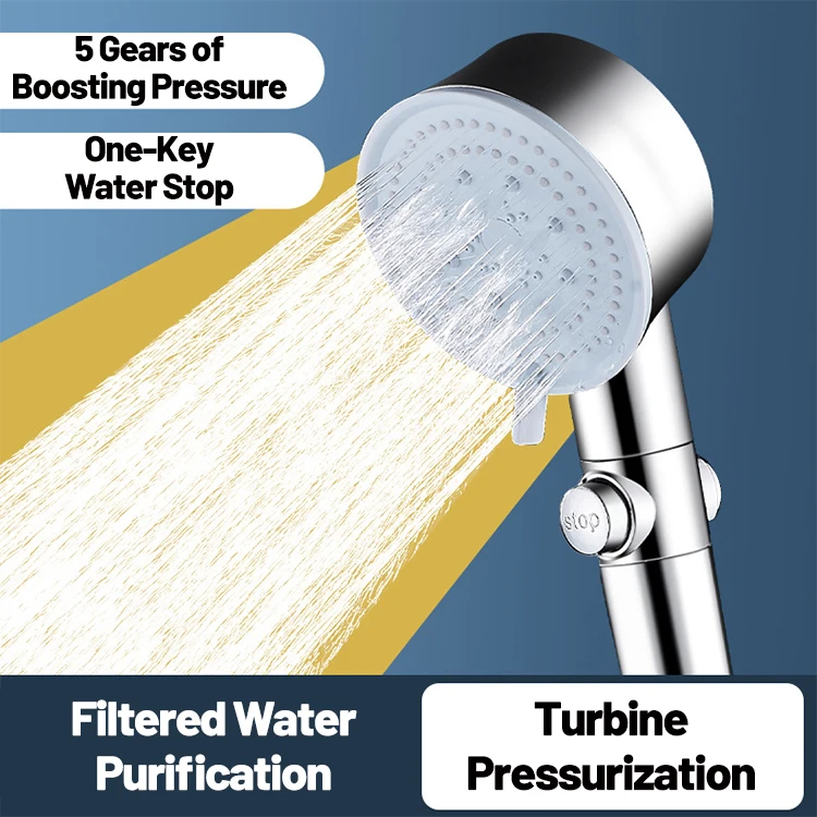 Zhangji 5 Mode Shower Head with Filter Cartridge Water Stop Function Fan Blade Rotating Handheld for Bathroom Home Use
Zhangji 5 Mode Shower Head with Filter Cartridge Water Stop Function Fan Blade Rotating Handheld for Bathroom Home Use