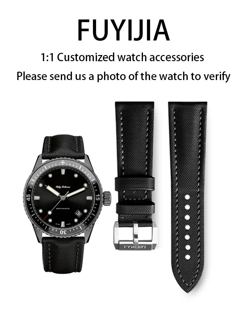 FUYIJIA Custom FIFTY FATHOMS 5000 Original Watchbands 23*20mm Canvas Strap 316L Stainless Steel Pin Buckle Waterproof Nylon Belt
FUYIJIA Custom FIFTY FATHOMS 5000 Original Watchbands 23*20mm Canvas Strap 316L Stainless Steel Pin Buckle Waterproof Nylon Belt