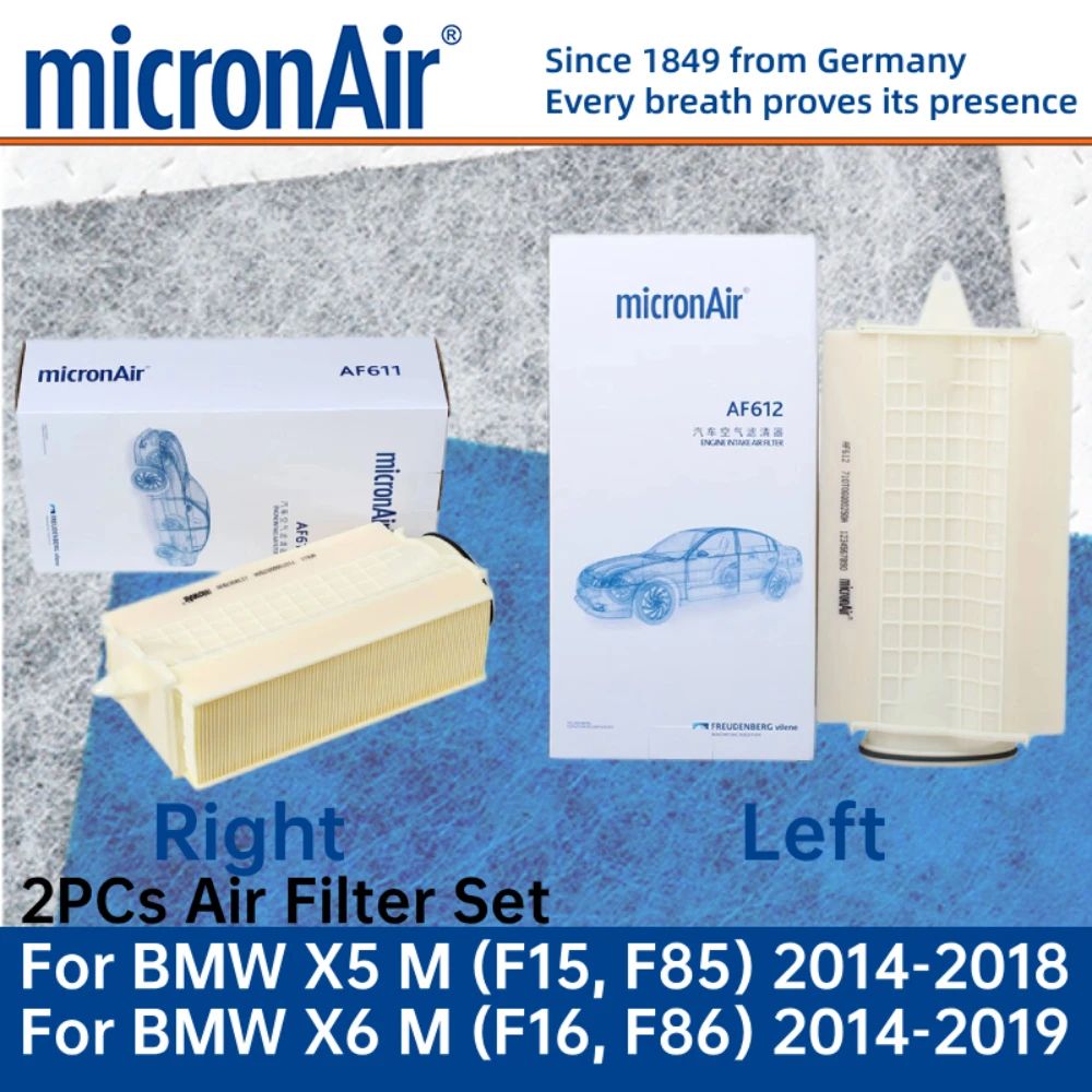 For BMW X5 M, X6 M 2014-2019 4.4L F15 F16, micronAir 2PCs Engine Air Filter 13717850055 13717850056
For BMW X5 M, X6 M 2014-2019 4.4L F15 F16, micronAir 2PCs Engine Air Filter 13717850055 13717850056