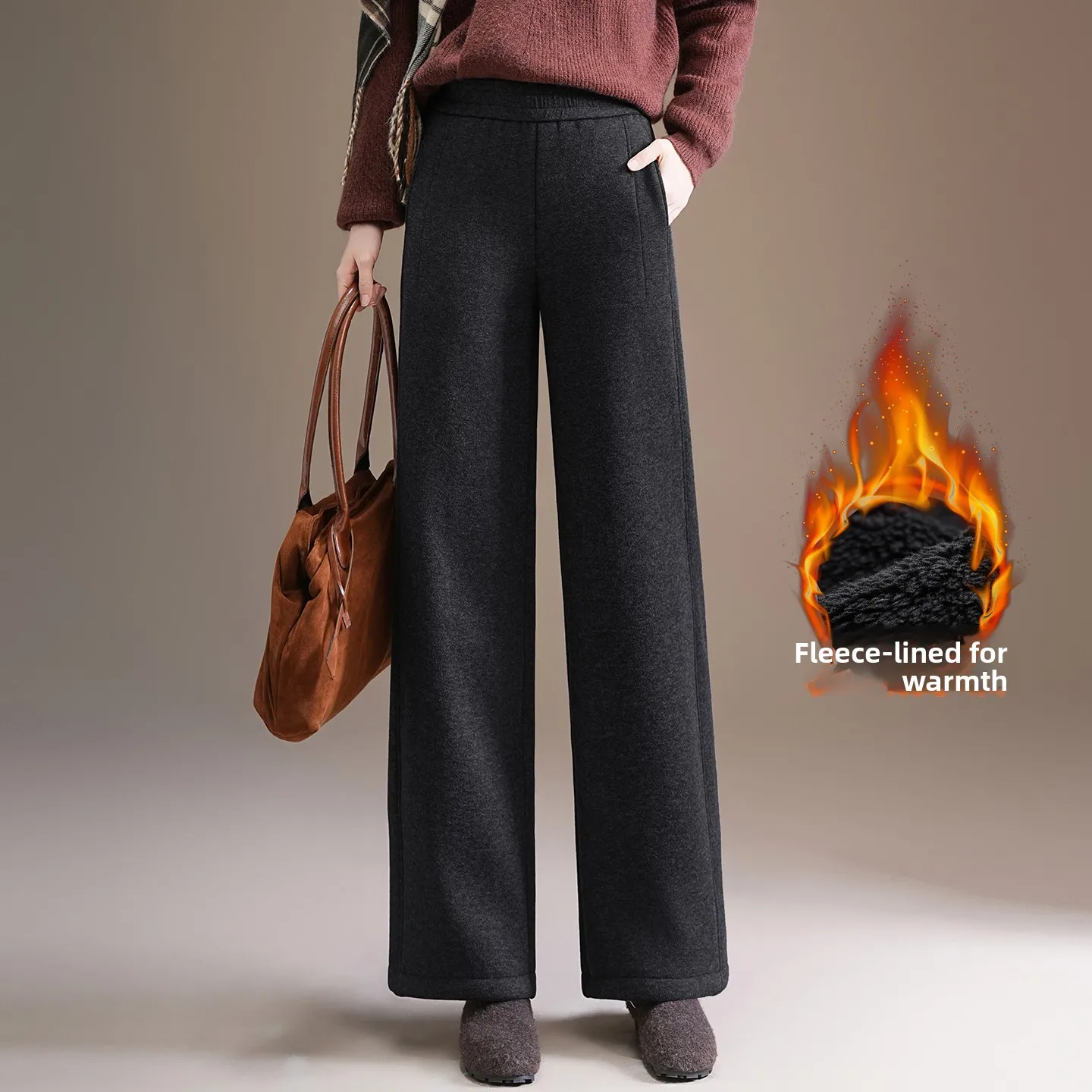 Thiened Fce Wide Leg Pants Women's Drape Slimming Loose Mid-aged Mom Pants Winter New Sle Woolen Straight Leg Trousers
Thiened Fce Wide Leg Pants Women's Drape Slimming Loose Mid-aged Mom Pants Winter New Sle Woolen Straight Leg Trousers