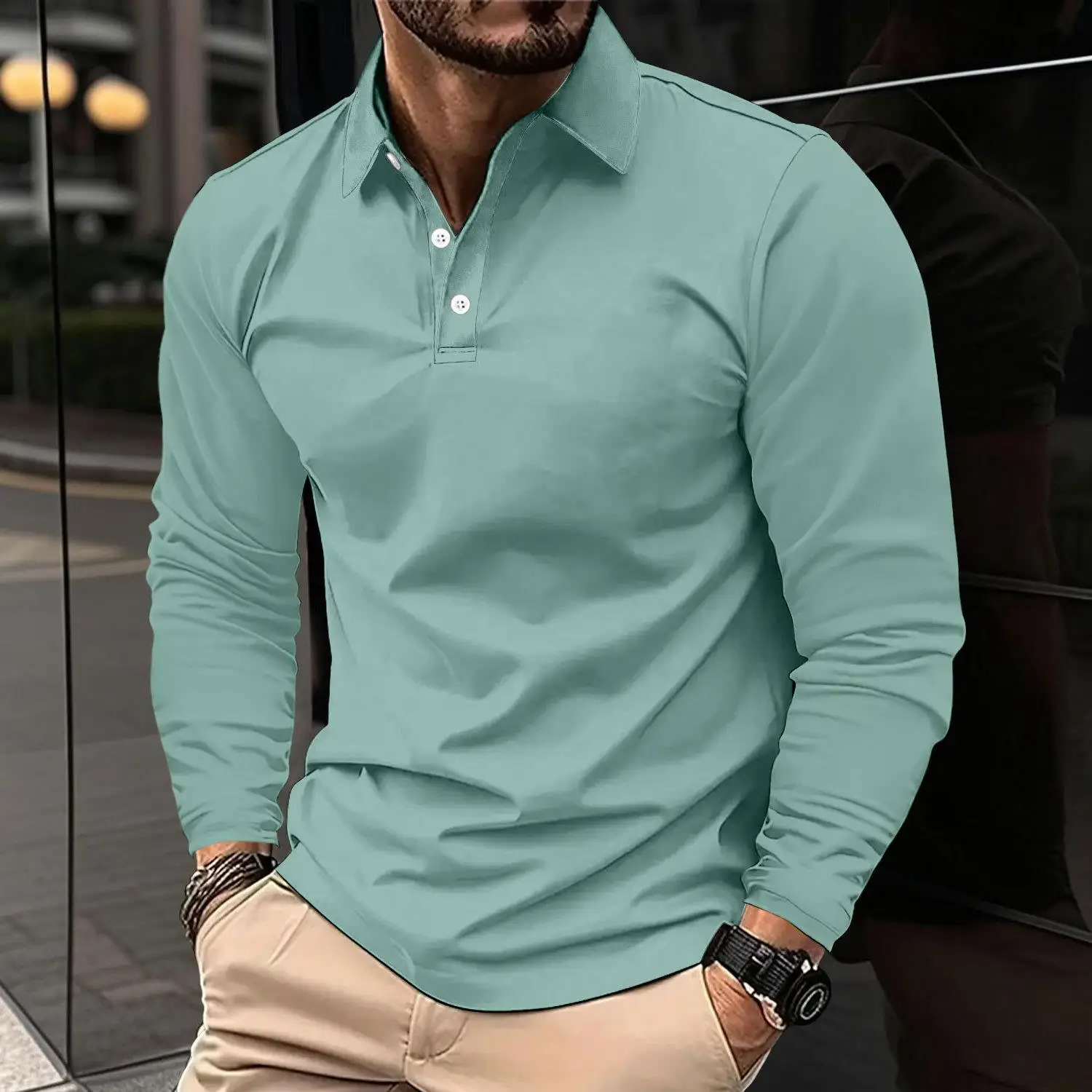 Men's Long Sve irt Double-sided Bead Sports Special Wide Fit Basic Sle Daily Wear Thiened Autumn Faion
Men's Long Sve irt Double-sided Bead Sports Special Wide Fit Basic Sle Daily Wear Thiened Autumn Faion
