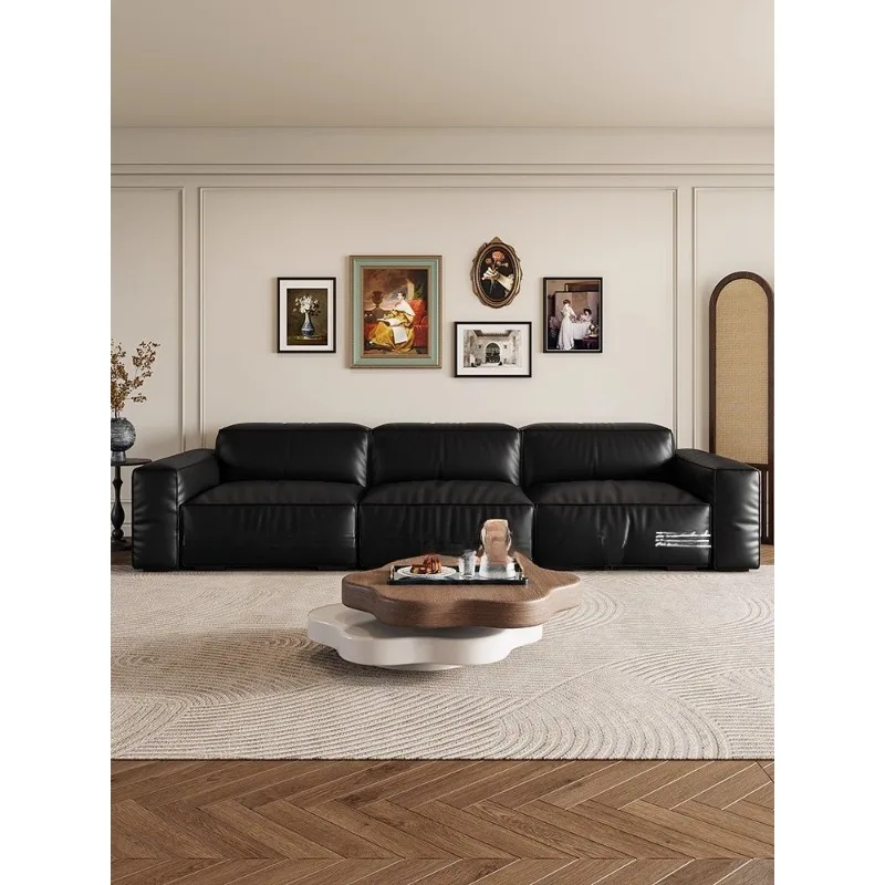 Italian minimalist leather sofa first layer cowhide living room straight row three people four people simple black tofu sofa
Italian minimalist leather sofa first layer cowhide living room straight row three people four people simple black tofu sofa