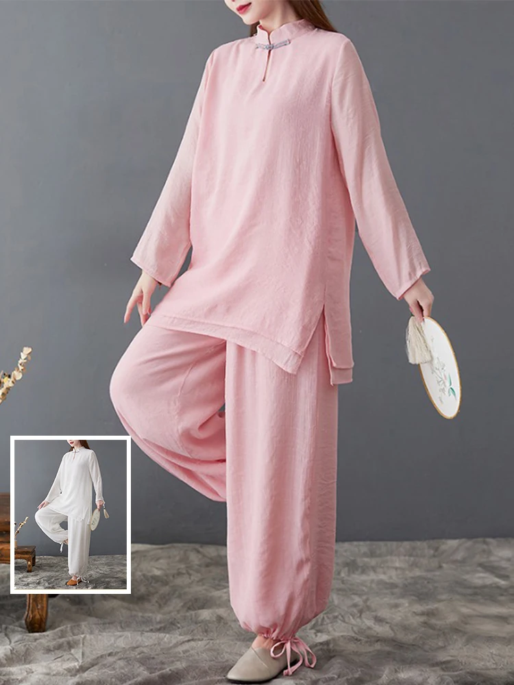 Faionable Cotton Linen Set Long Sve Button up Stand Collar irt Casual Lantern Pants Yoga Wear Two Piece Set for Women
Faionable Cotton Linen Set Long Sve Button up Stand Collar irt Casual Lantern Pants Yoga Wear Two Piece Set for Women