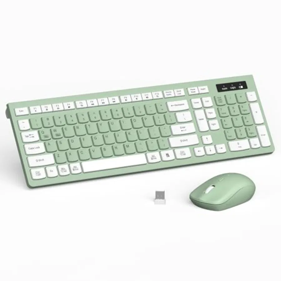 Wireless Keyboard and Mouse Combo, 2.4G Full Size Silent Keyboard with Fn Multimedia Keys for Office and Home, 3-Level DPI Adju
Wireless Keyboard and Mouse Combo, 2.4G Full Size Silent Keyboard with Fn Multimedia Keys for Office and Home, 3-Level DPI Adju