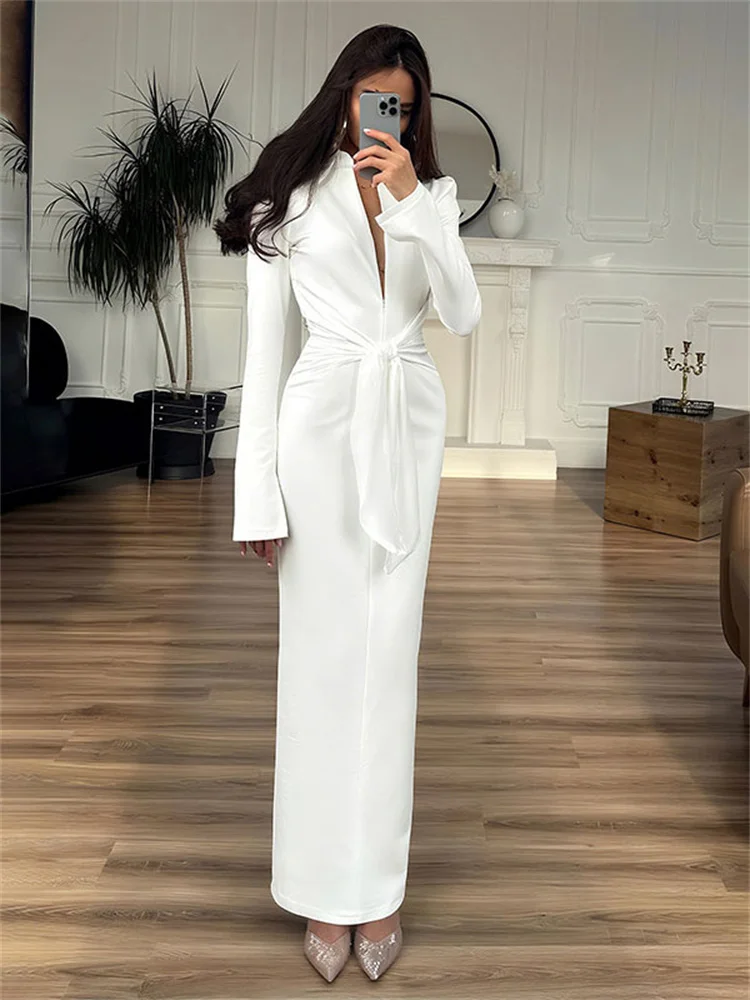 Female Autumn Bandage Long Dress Elegant Commute Luxury Party Dress Women V-Neck Lace-Up High Waist Zipper Evening Gown
Female Autumn Bandage Long Dress Elegant Commute Luxury Party Dress Women V-Neck Lace-Up High Waist Zipper Evening Gown