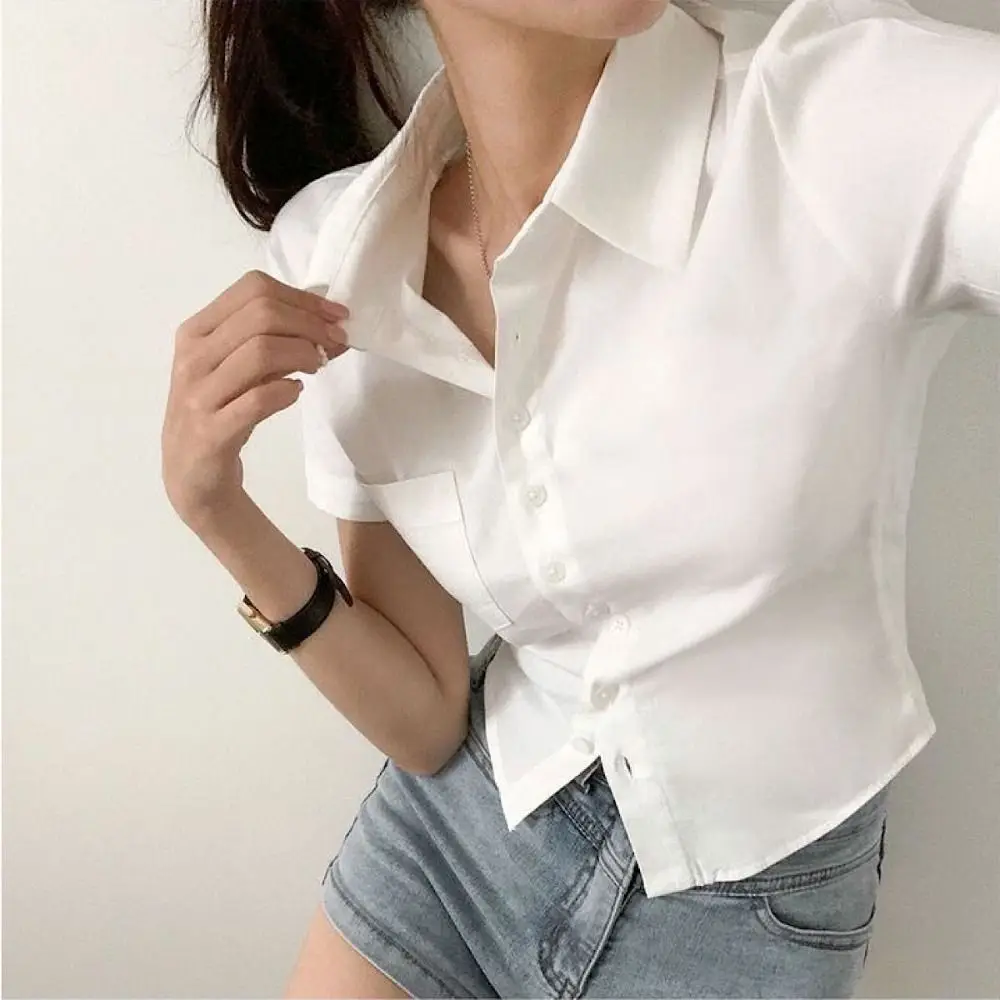All Match V-neck Short Sleeve Shirts Button Up with Pocket Slim Blouse Women Y2K Streetwear Sweet Girls Shirts Female
All Match V-neck Short Sleeve Shirts Button Up with Pocket Slim Blouse Women Y2K Streetwear Sweet Girls Shirts Female