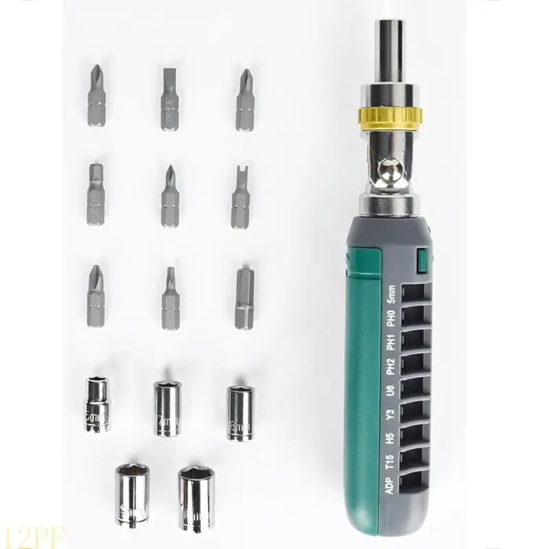 12PF Multiple Ratcheting Screwdriver 14 Interchangeable Bits Professional
12PF Multiple Ratcheting Screwdriver 14 Interchangeable Bits Professional