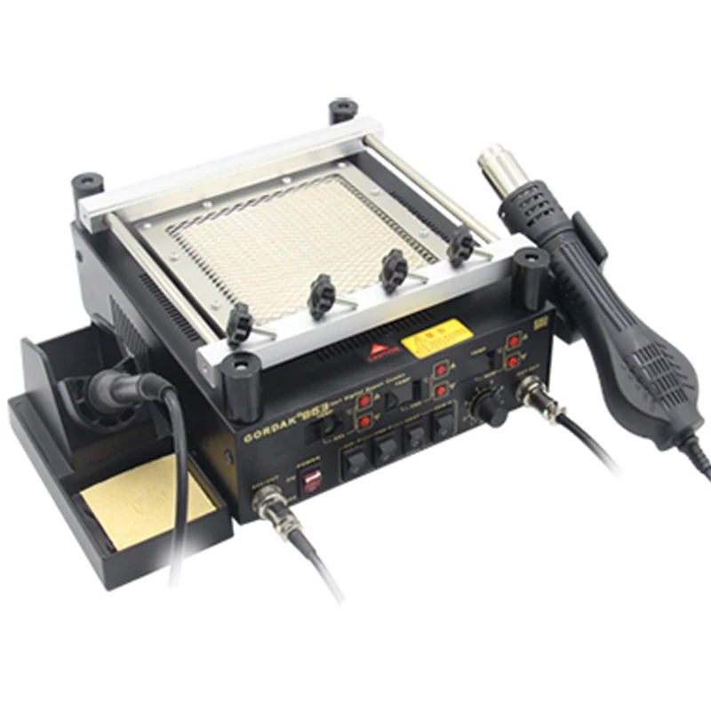 863 3 In 1 BGA Rework Solder Hot Air Heat Gun Solder Station Electric Soldering Iron IR Infrared Preheating Station
863 3 In 1 BGA Rework Solder Hot Air Heat Gun Solder Station Electric Soldering Iron IR Infrared Preheating Station